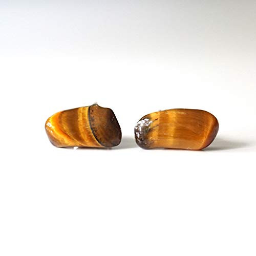 Genuine Raw Brown Tigers Eye Studs - 5-10 mm Sterling Silver Crystal Gemstone - Leo Best Friend Gift Boho Minimalist Tiger Eye Stud Earrings Handmade For Women Men Christmas Gifts
