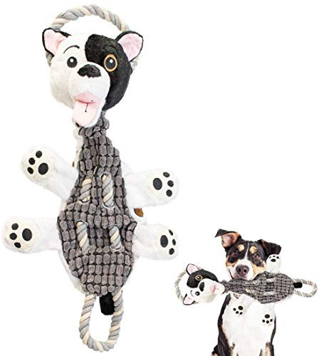 Pacific Pups Products Plush Dog Toy with SQUEAKERS  STUFFINGLESS Crinkle Dog Toys Squeaky for Large Dogs  No Stuffing Squeaky Dog Toys  Indestructible Dog Tug Toy with Crinkle  Plush Dog Toy Squeaky