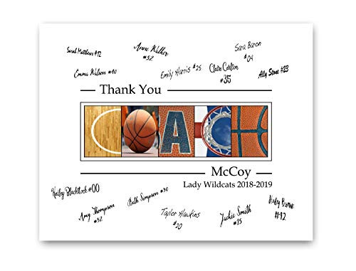 Basketball Coach Gift - Coach Appreciation Gift - End of Season Gift - Coach Gift from team - Unframed 11x14 print with room for player s signatures Basketball Coach Gift - Coach Appreciation Gift - End of Season Gift - Coach Gift from team - Unframed 11x14 print with room for player s signatures