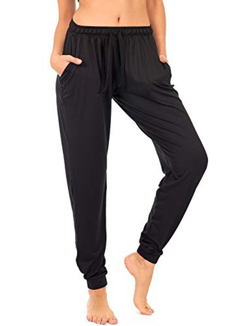 DEAR SPARKLE Jogger with Pockets for Women Drawstring Lightweight Sweats Yoga Lounge Pants  Plus Plus Size  P7   Black  Medium