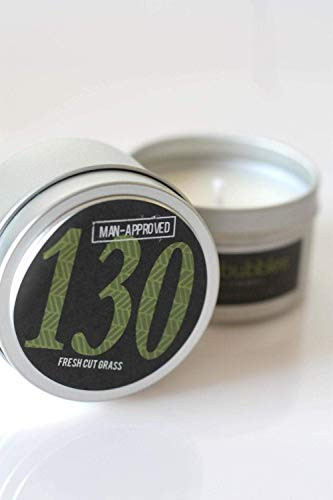 No. 130  FRESH CUT GRASS    Natural Soy Candle    6 oz tin    Highly Scented  Man-Approved