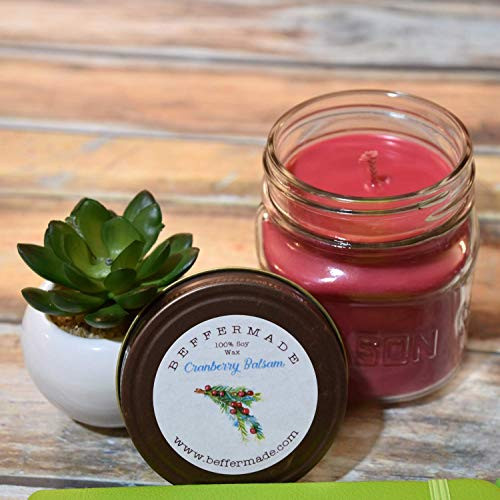 Cranberry Balsam Candle - 8 oz soy mason jar candle