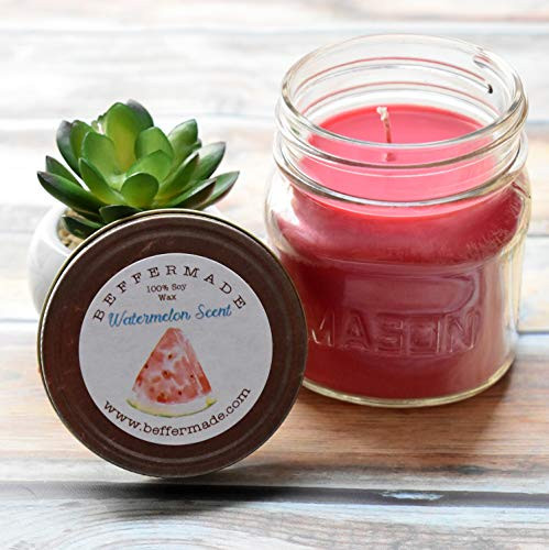 Watermelon Candle - 8 oz soy mason jar candle