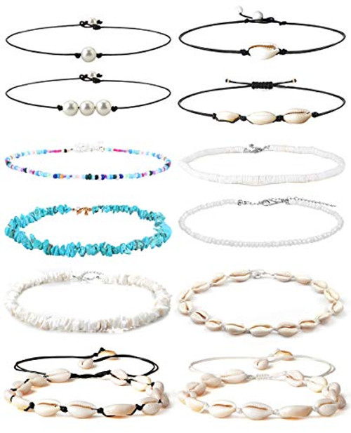 Besteel 12pcs Pearl Shell Beaded chokers Necklaces for Women Cowrie Seashell Choker Puka Conch Clam Chips Shell Bead Chokers Necklaces Set Handmade Beach Jewelry Besteel 12pcs Pearl Shell Beaded chokers Necklaces for Women Cowrie Seashell Choker Puka Conch Clam Chips Shell Bead Chokers Necklaces Set Handmade Beach Jewelry