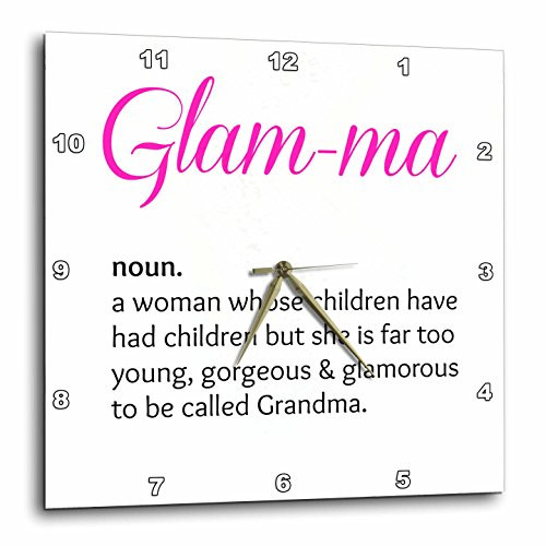 3dRose Print of Glam-Ma, White Background - Wall Clock, 10 by 10-Inch (DPP_220002_1)