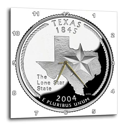 3dRose DPP_55338_1 State Quarter of Texas Pd-Us Wall Clock, 10 by 10-Inch