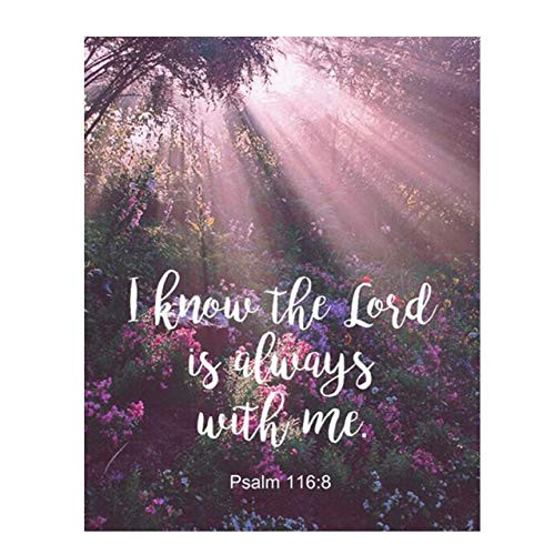 inch I Know the Lord Is Always With Me  inch  Psalm 116 8-Bible Verse Wall Art- 8x10 inch -Scripture Wall Print-Ready to Frame. Typographic on Sunbeam Floral Photo Design. Home  and  Office Décor. Great Christian Gift.