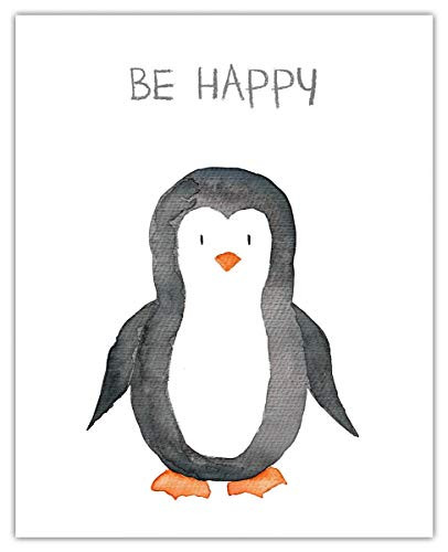 Be Happy Safari Monkey Nursery Decor  8x10 Unframed Baby Room Art Prints - Gift Idea for Any Baby Girl or Boy Nursery Wall Decor