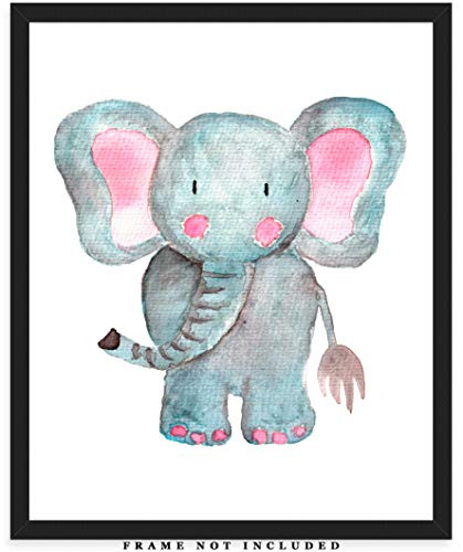 Safari Elephant Nursery Decor  8x10 Unframed Baby Room Art Prints - Gift Idea for Any Baby Girl or Boy Nursery Wall Decor
