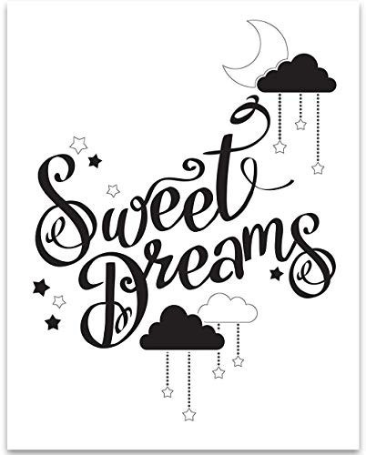 Black  and  White Sweet Dreams - 11x14 Unframed Art Print - Great Baby Shower Gift and Bedroom  Nursery and Children s Room Decor Under  15