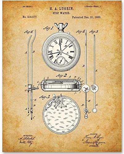 Stopwatch - 11x14 Unframed Patent Print - Makes a Great Gift Under  15 for Runners