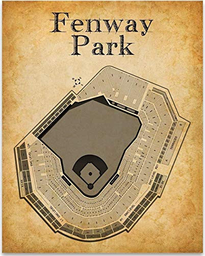 Fenway Park of Boston Baseball Stadium Seating Chart - 11x14 Unframed Art Print - Great Sports Bar Decor and Gift Under  15 for Baseball Fans