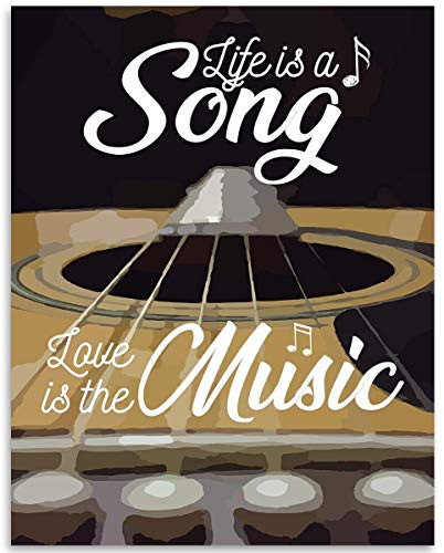 Life Is A Song  Love the Music - Guitar Art - 11x14 Unframed Art Print - Great Gift and Decor for Guitar Players  Musicians and Music Fans Under  15