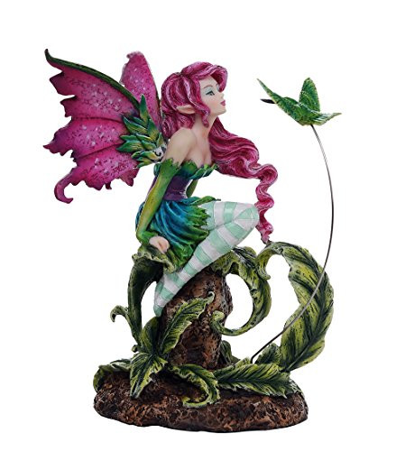 Pacific Giftware Beautiful Flirting Fairy with Hummingbird Collectible Decorative Statue 6.5H