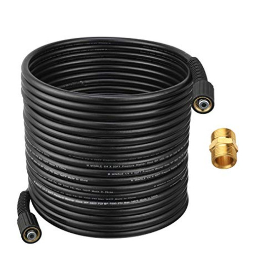 M MINGLE Pressure Washer Hose 50 Feet X 1 4 Inch for Most Brands Compatible M22 14mm and M22 15mm 3600 PSI M MINGLE Pressure Washer Hose 50 Feet X 1 4 Inch for Most Brands Compatible M22 14mm and M22 15mm 3600 PSI