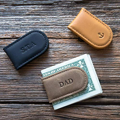 Personalized Leather Money Clip For Men  Custom Groomsmen gift  Strong magnetic money clip  Minimalist cash holder - Fathers Day Gift.