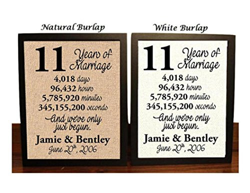11 Year Anniversary Burlap Print   11th Anniversary   11th Anniversary Gift   11 Years Together   11th wedding Anniversary   11th Anniversary gift for her   11 Years of Marriage