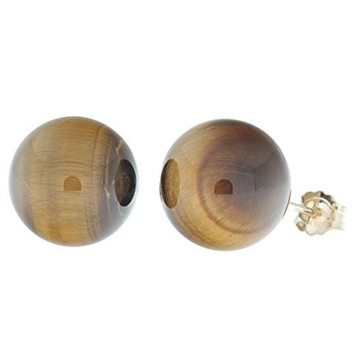 Trustmark 14-20 Gold Filled 10mm Natural Tigers Eye Ball Stud Earrings