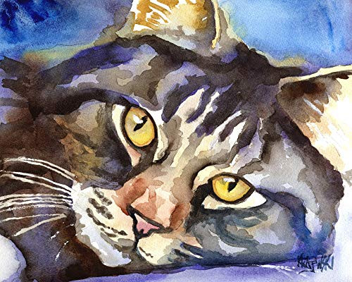 Norwegian Forest Cat Art Print   Norwegian Forest Cat Gifts   From Original Watercolor Painting by Ron Krajewski   Hand Signed in 8x10 and 11x14 Sizes