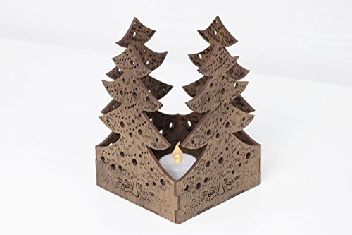 Handmade Wooden Tree Shaped Candle Holder 4.2 x 4.2 x 5.9 inches