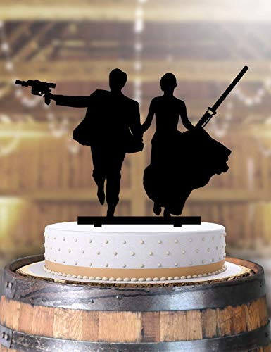 Jedi Couple Bride and Groom Light Sabers Wedding Cake Topper