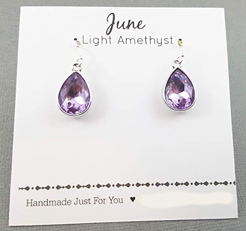 June Birthstone Earrings - Light Amethyst Crystal Sterling Silver Teardrop Earrings June Birthstone Earrings - Light Amethyst Crystal Sterling Silver Teardrop Earrings
