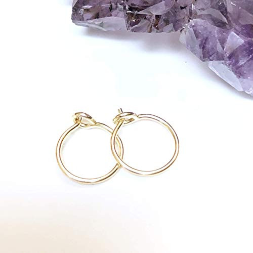 Tiny Gold Hoop Earrings Minimalist 14k Yellow Gold-Fill 8mm Huggie Ring Cartilage 20 Gauge Children  Women