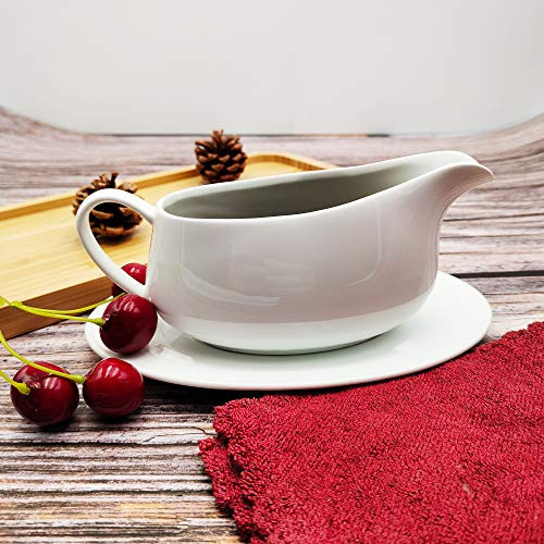 1 Pack Porcelain Gravy Boat and Ceramic Tray 8 oz Easy Pour White Gravy Boat with Saucer Stand for Salad Dressings Milk Broth Creamer Microwave and Dishwasher Safe 1PC 240ML 1 Pack Porcelain Gravy Boat and Ceramic Tray 8 oz Easy Pour White Gravy Boat with Saucer Stand for Salad Dressings Milk Broth Creamer Microwave and Dishwasher Safe 1PC 240ML