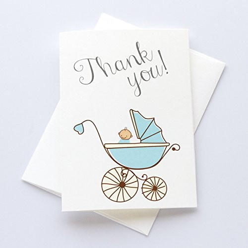 12 ct Baby Boy Shower Thank You Cards  Baby Shower Thank You Cards  Baby Carriage Cards  Baby6