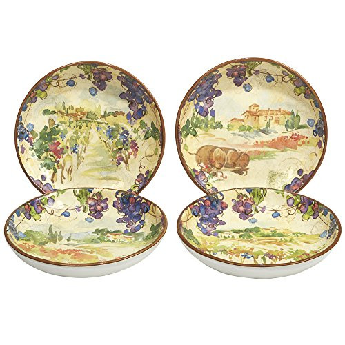Certified International Vino Soup/Pasta Bowl 8.5", Set of 4 Assorted Designs