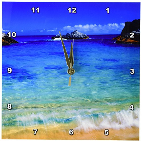 3dRose DPP_209345_1 USA, Hawaii, Kauai. A Wave Breaks on A Beach. Wall Clock, 10 by 10"