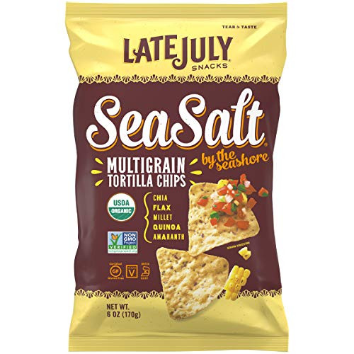 Late July Snacks Organic Multigrain Tortilla Chips Gluten Free Sea Salt By The Seashore - 6 oz  Pack 2 6oz