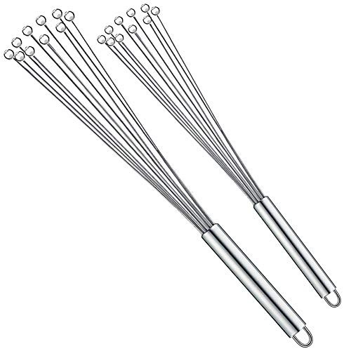 2 Pcs Whisks for Cooking  Stainless Steel Ball Whisk Wire Egg Whisk Set  Steel Wire Whisk Balloon Wire Whisk for Cooking  Blending  Whisking  Beating  10 inch Plus12 inch