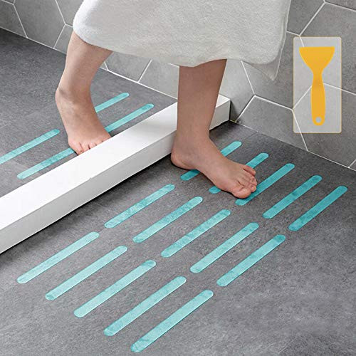 Bathtub Non Slip Stickers?Anti Slip Strips Safety Shower Treads Stickers - 24 Pics for Shower Tub Steps  Floor-Strength Adhesive Grip Appliques for Baby Senior Adult  Blue  8 x 0.8In