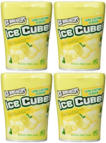 Ice Breakers Cool Lemon Ice cubess Sugar Free Gum 40 pieces  Pack of 4