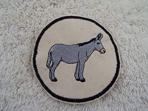 Gray DONKEY Embroidered Iron-on Patch