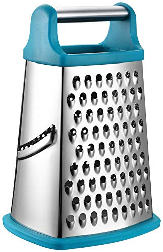 Spring Chef Professional Box Grater  Stainless Steel with 4 Sides  Best for Parmesan Cheese  Vegetables  Ginger  XL Size  Teal