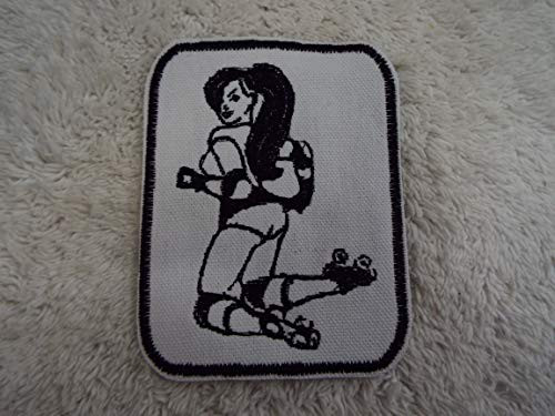Roller Derby Girl Skates Embroidered Iron-on Patch
