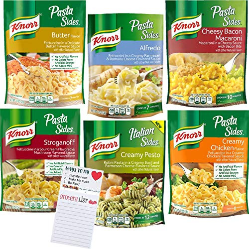 Pasta Side Dish Variety Pack of 6 Yummy Flavors   Knorr Pasta Sides 6 Creamy Cheesy Pasta Side Dishes Cooks in 7 Minutes  Magnetic Refrigerator Pad by Snack Fun