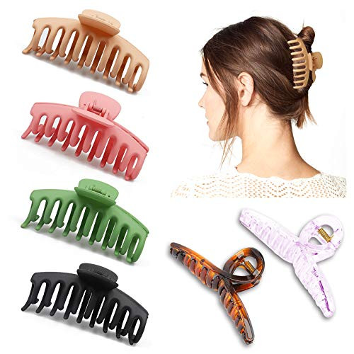 6PCS Non Slip Large Hair Claw Clips for Women and Girls Strong Hold Big Banana Hair Jaw Clip Tocess Big Hair Claw Clips