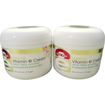 Vitamin E  and  Aloe Cream 10000 IU - 4 Oz Jar Pack of 2 - Total 8 Oz