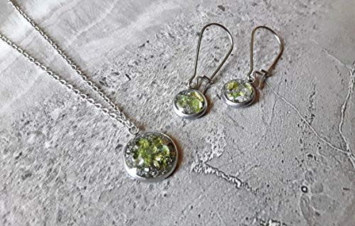 August Birthstone Raw Peridot Filled Necklace and Earrings Gift Set Stainless Steel August Birthstone Raw Peridot Filled Necklace and Earrings Gift Set Stainless Steel