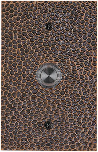 Waterwood Solid Brass Large Hammered Plate Doorbell in Oil Rubbed Bronze