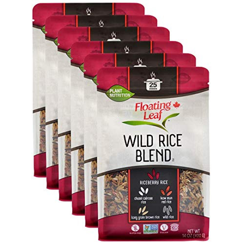 Floating Leaf Wild Rice Blend - 14 ounces  6 count - Wild Rice Blend With Rice Berry  Red Rice And Brown Rices - Gluten Free - Non GMO - All Natural - Vegan - Plant Based