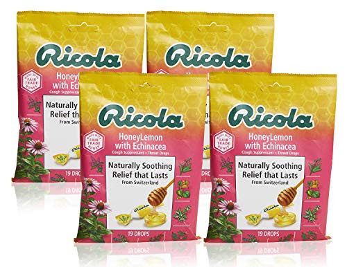 Ricola Honey Lemon w Echinacea Herbal Cough Suppressant Throat Drops  19ct Bag  Pack of 4