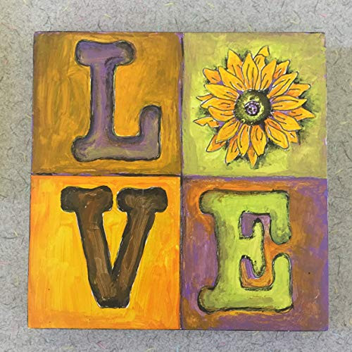 LOVE Sunflowers Artsy Coloring Wooden Board Art Craft Project Gift for Girls - 6x6 inch  Birthday Party Garden