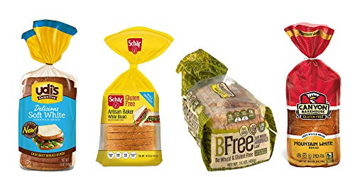 Gluten Free Bread Variety Pack  Contains  Udi s GF Delicious White Bread  Schar GF Artisan White Bread  Bfree GF White Sandwich Bread  and Canyon Bakehouse GF Mountain White Bread