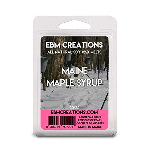 Maine Maple Syrup - Scented All Natural Soy Wax Melts - 6 Cube Clamshell 3.2oz Highly Scented