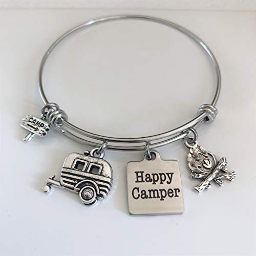 Happy Camper Adventure Charm Bracelet Travel and Camping Jewelry - You Choose Charms