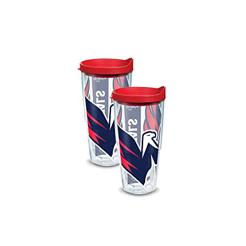 Tervis 1105539 NHL Washington Capitals Colossal Tumbler with Wrap and Red Lid 2 Pack 24oz, Clear